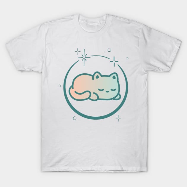 Cute Cat Kitten Kitty in Space Galaxy T-Shirt by Cute Cat Designs